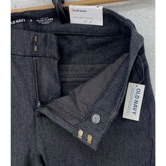 Old Navy Pants Womens 6 High Rise Pixie Flare Gray Dress Career Pants Stretch - Picture 7 of 12